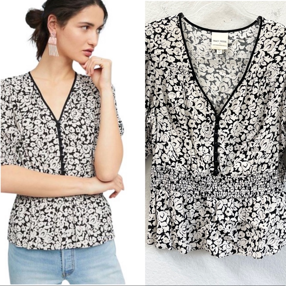 Anthropologie Tracy Reese Peplum Blouse Top Sz Med